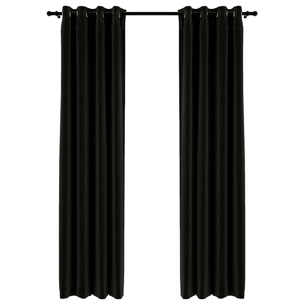 Linen-Look Blackout Curtains 2 pcs Anthracite 140x245cm