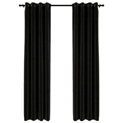 Linen-Look Blackout Curtains 2 pcs Anthracite 140x245cm