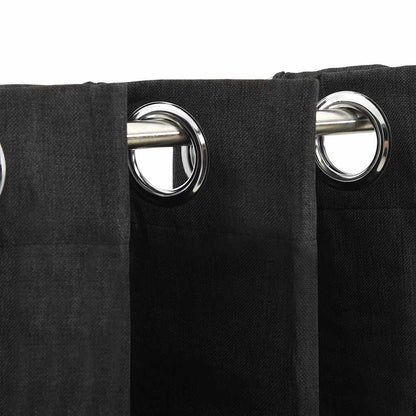 Linen-Look Blackout Curtains 2 pcs Anthracite 140x245cm