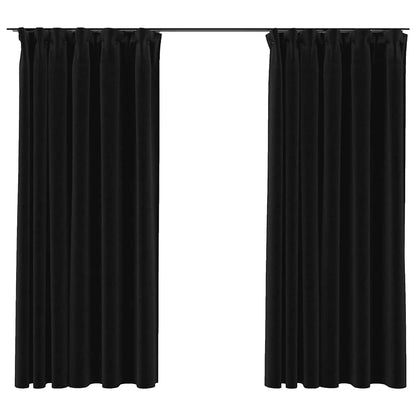 Linen-Look Blackout Curtains with Hooks 2 pcs Anthracite 140x175 cm