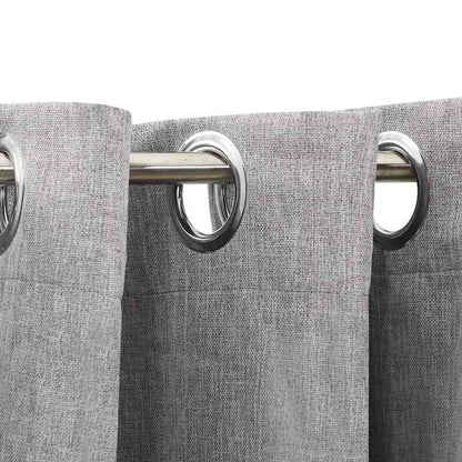 Linen-Look Blackout Curtains with Grommets 2pcs Grey 140x175cm