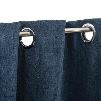 Linen-Look Blackout Curtains with Grommets Blue 290x245cm
