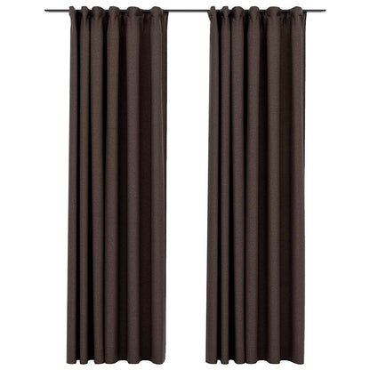 Linen-Look Blackout Curtains with Hooks 2 pcs Taupe 140x225 cm