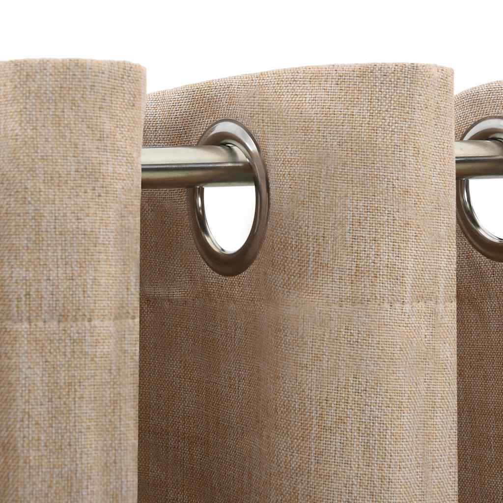Linen-Look Blackout Curtains with Grommets 2pcs Beige 140x225cm