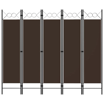 5-Panel Room Divider Brown 200x180 cm