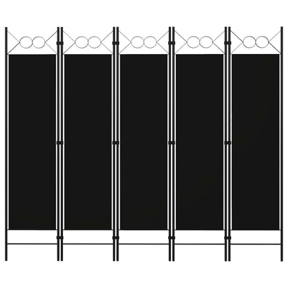 5-Panel Room Divider Black 200x180 cm