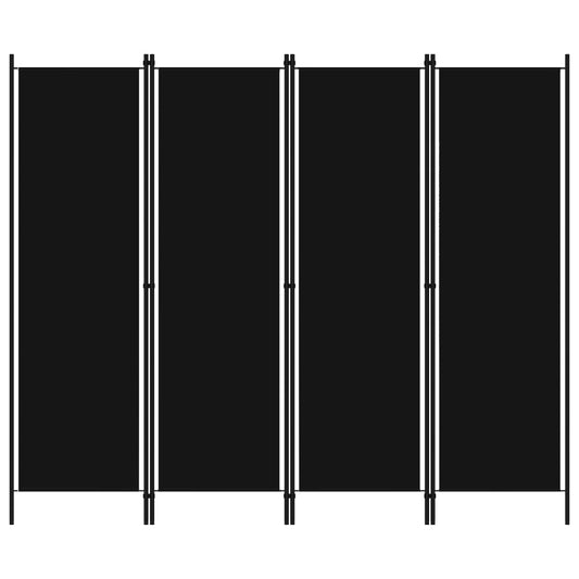 4-Panel Room Divider Black 200x180 cm