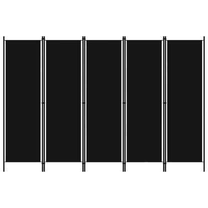 5-Panel Room Divider Black 250x180 cm