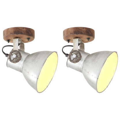Industrial Wall/Ceiling Lamps 2 pcs Silver 20x25 cm E27