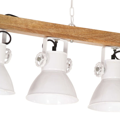 Industrial Ceiling Lamp White E27 Mango Wood