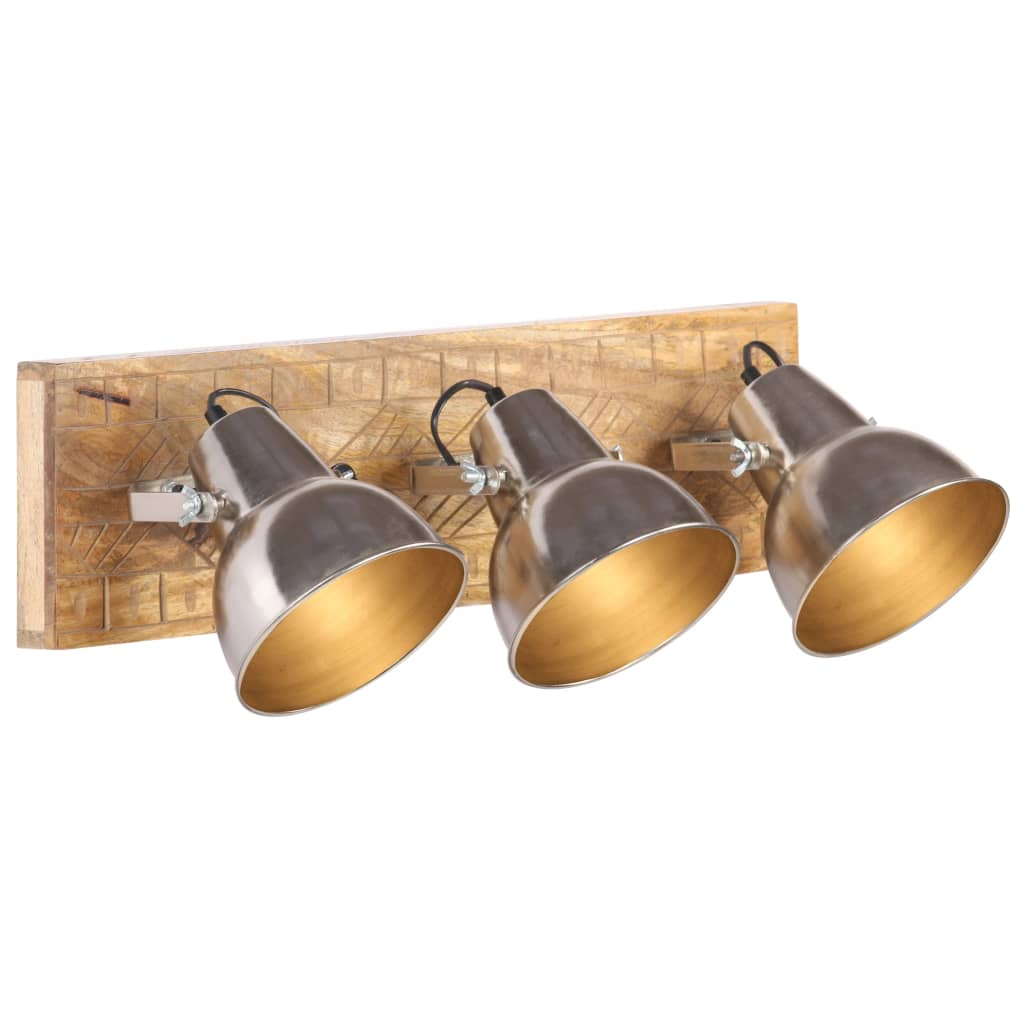 Industrial Wall Lamp Silver 70x23 cm E27 Mango Wood