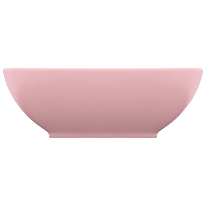 Luxury Basin Oval-shaped Matt Pink 40x33 cm Ceramic