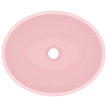 Luxury Basin Oval-shaped Matt Pink 40x33 cm Ceramic