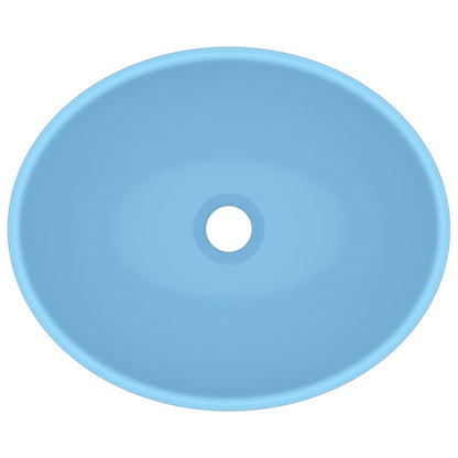Luxury Basin Oval-shaped Matt Light Blue 40x33 cm Ceramic