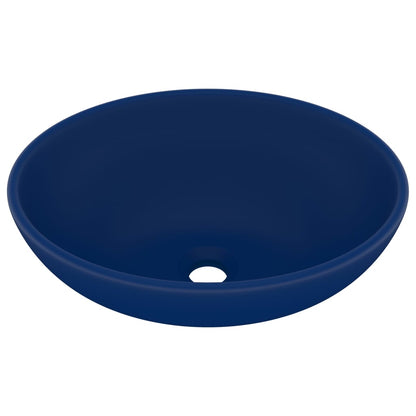 Luxury Basin Oval-shaped Matt Dark Blue 40x33 cm Ceramic