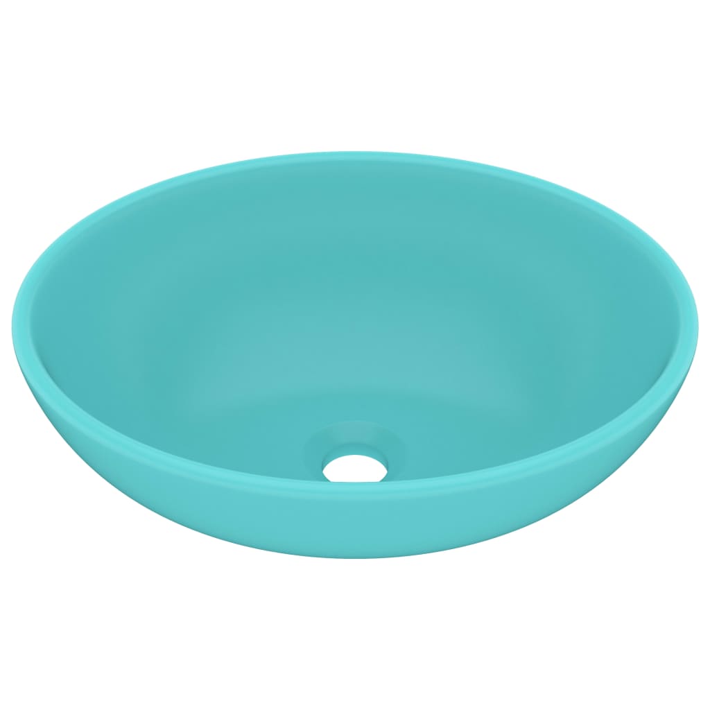 Luxury Basin Oval-shaped Matt Light Green 40x33 cm Ceramic