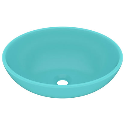 Luxury Basin Oval-shaped Matt Light Green 40x33 cm Ceramic