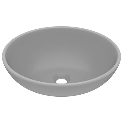 Luxury Basin Oval-shaped Matt Light Grey 40x33 cm Ceramic