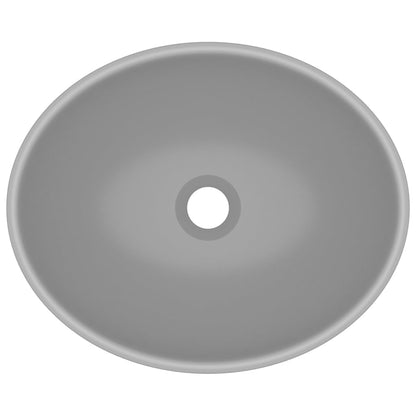 Luxury Basin Oval-shaped Matt Light Grey 40x33 cm Ceramic