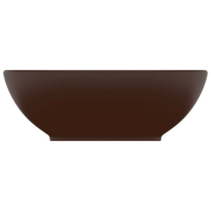 Luxury Basin Oval-shaped Matt Dark Brown 40x33 cm Ceramic