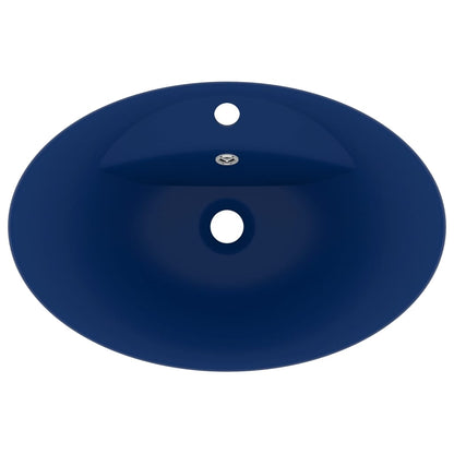 Luxury Basin Overflow Oval Matt Dark Blue 58.5x39 cm Ceramic