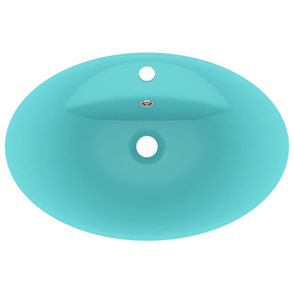 Luxury Basin Overflow Oval Matt Light Green 58.5x39 cm Ceramic