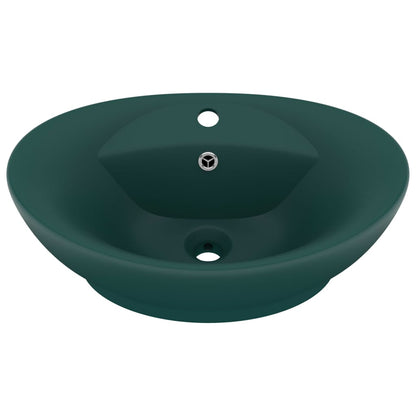 Luxury Basin Overflow Oval Matt Dark Green 58.5x39 cm Ceramic