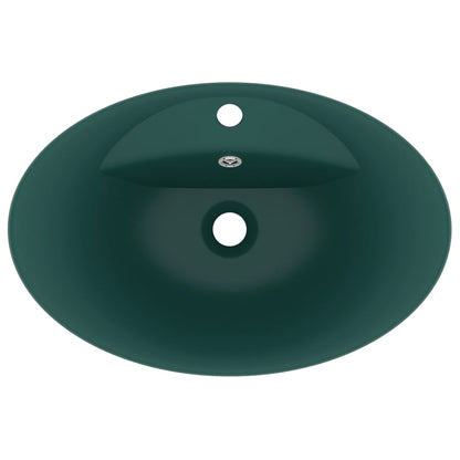 Luxury Basin Overflow Oval Matt Dark Green 58.5x39 cm Ceramic