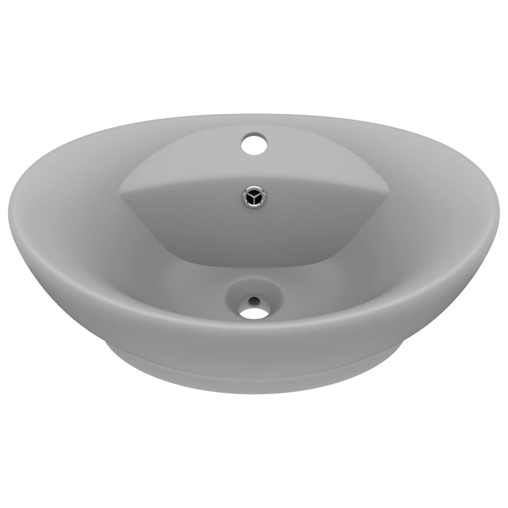 Luxury Basin Overflow Oval Matt Light Grey 58.5x39 cm Ceramic