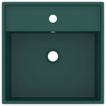 Luxury Basin Overflow Square Matt Dark Green 41x41 cm Ceramic