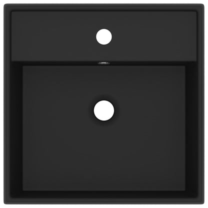 Luxury Basin Overflow Square Matt Black 41x41 cm Ceramic