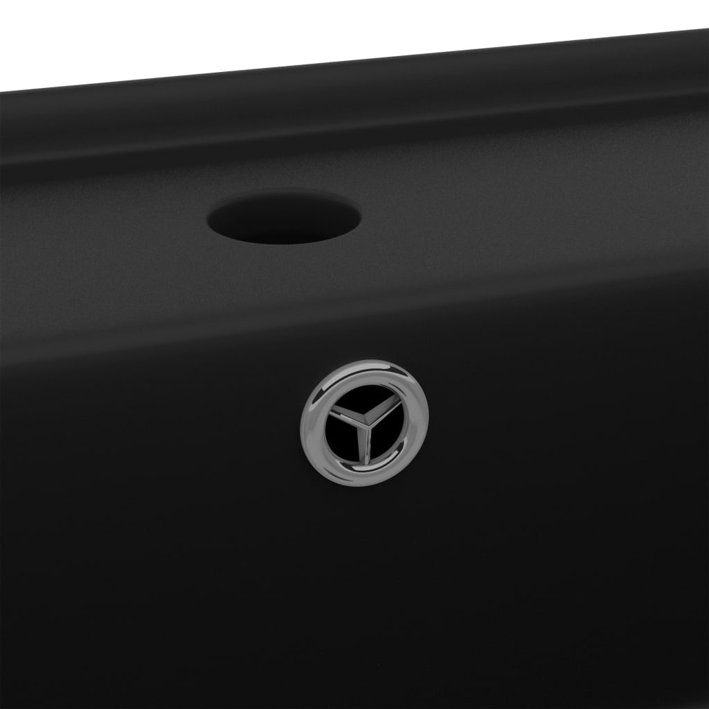 Luxury Basin Overflow Square Matt Black 41x41 cm Ceramic