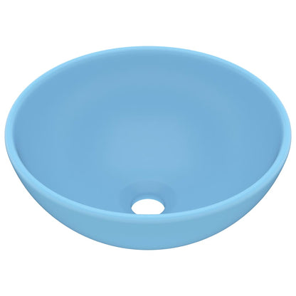 Luxury Bathroom Basin Round Matt Light Blue 32.5x14 cm Ceramic