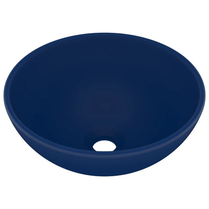 Luxury Bathroom Basin Round Matt Dark Blue 32.5x14 cm Ceramic