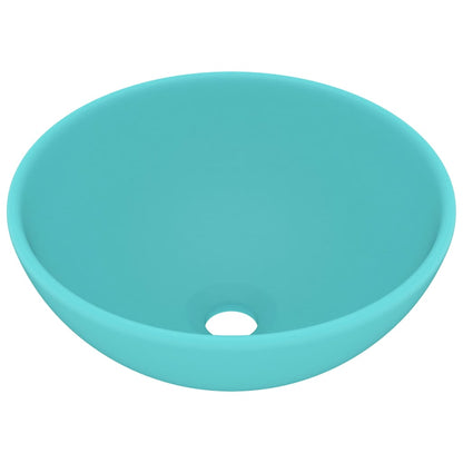 Luxury Bathroom Basin Round Matt Light Green 32.5x14 cm Ceramic