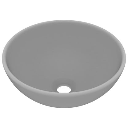 Luxury Bathroom Basin Round Matt Light Grey 32.5x14 cm Ceramic