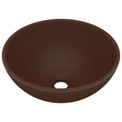Luxury Bathroom Basin Round Matt Dark Brown 32.5x14 cm Ceramic