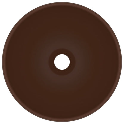Luxury Bathroom Basin Round Matt Dark Brown 32.5x14 cm Ceramic