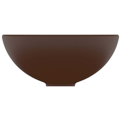Luxury Bathroom Basin Round Matt Dark Brown 32.5x14 cm Ceramic