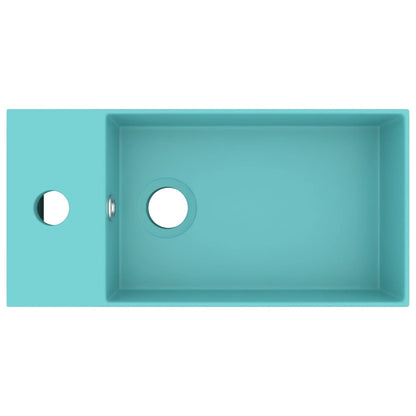 Bathroom Sink with Overflow Ceramic Light Green