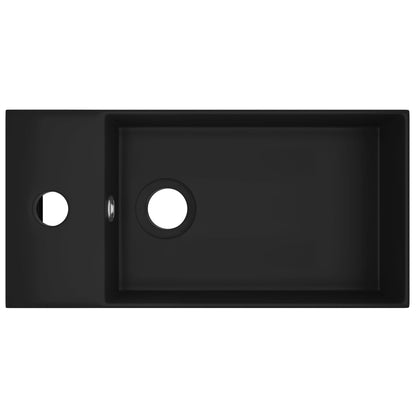 Bathroom Sink with Overflow Ceramic Matt Black