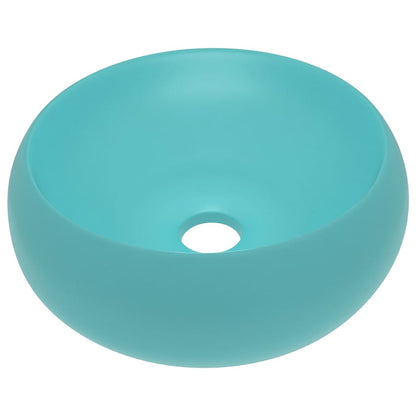 Luxury Wash Basin Round Matt Light Green 40x15 cm Ceramic