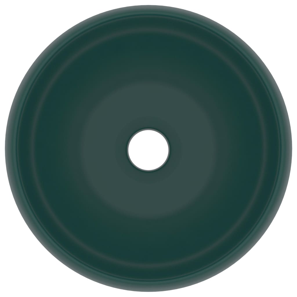 Luxury Wash Basin Round Matt Dark Green 40x15 cm Ceramic