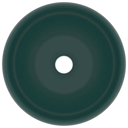 Luxury Wash Basin Round Matt Dark Green 40x15 cm Ceramic