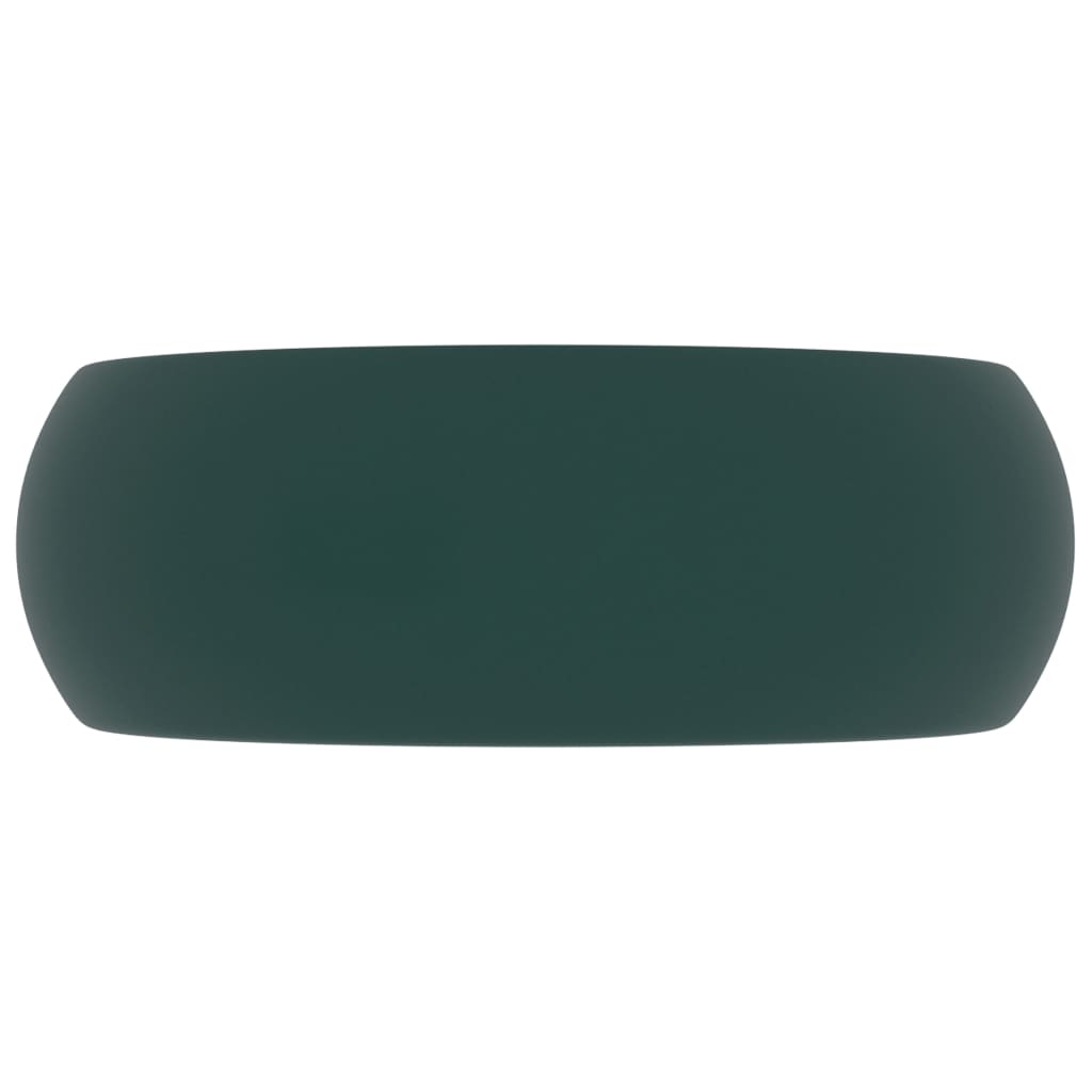 Luxury Wash Basin Round Matt Dark Green 40x15 cm Ceramic