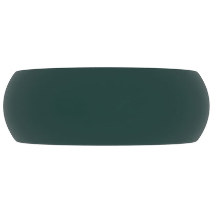 Luxury Wash Basin Round Matt Dark Green 40x15 cm Ceramic
