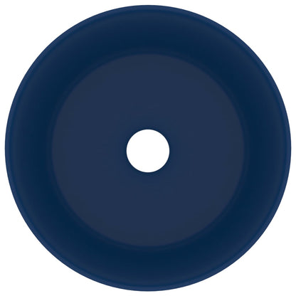 Luxury Wash Basin Round Matt Dark Blue 40x15 cm Ceramic