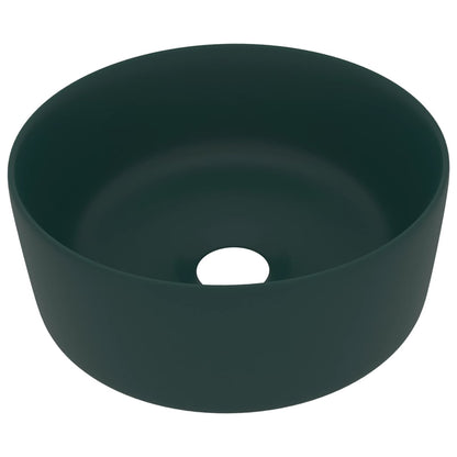Luxury Wash Basin Round Matt Dark Green 40x15 cm Ceramic