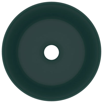 Luxury Wash Basin Round Matt Dark Green 40x15 cm Ceramic