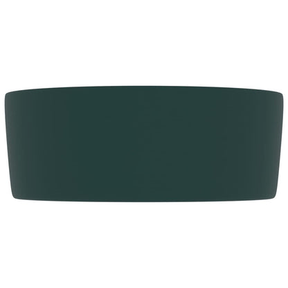 Luxury Wash Basin Round Matt Dark Green 40x15 cm Ceramic